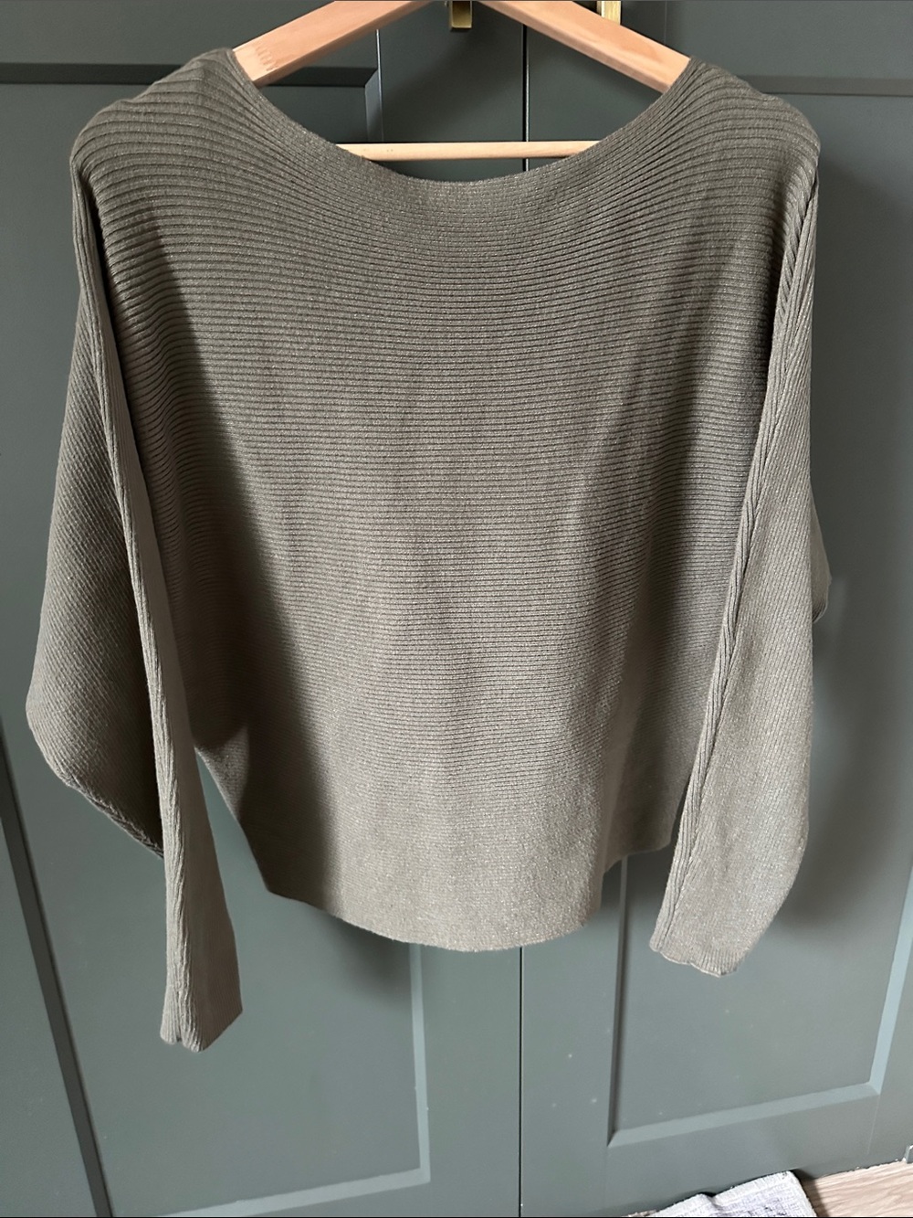 Say What? Olive Ribbed Boatneck Sweater